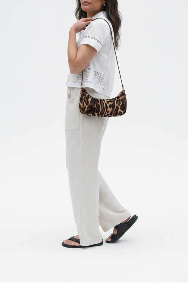 Baby Blair Shoulder Bag, Leopard Print Calf Hair-Black Leather-Available for Pre-Order