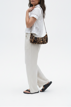 Baby Blair Shoulder Bag, Leopard Print Calf Hair-Black Leather
