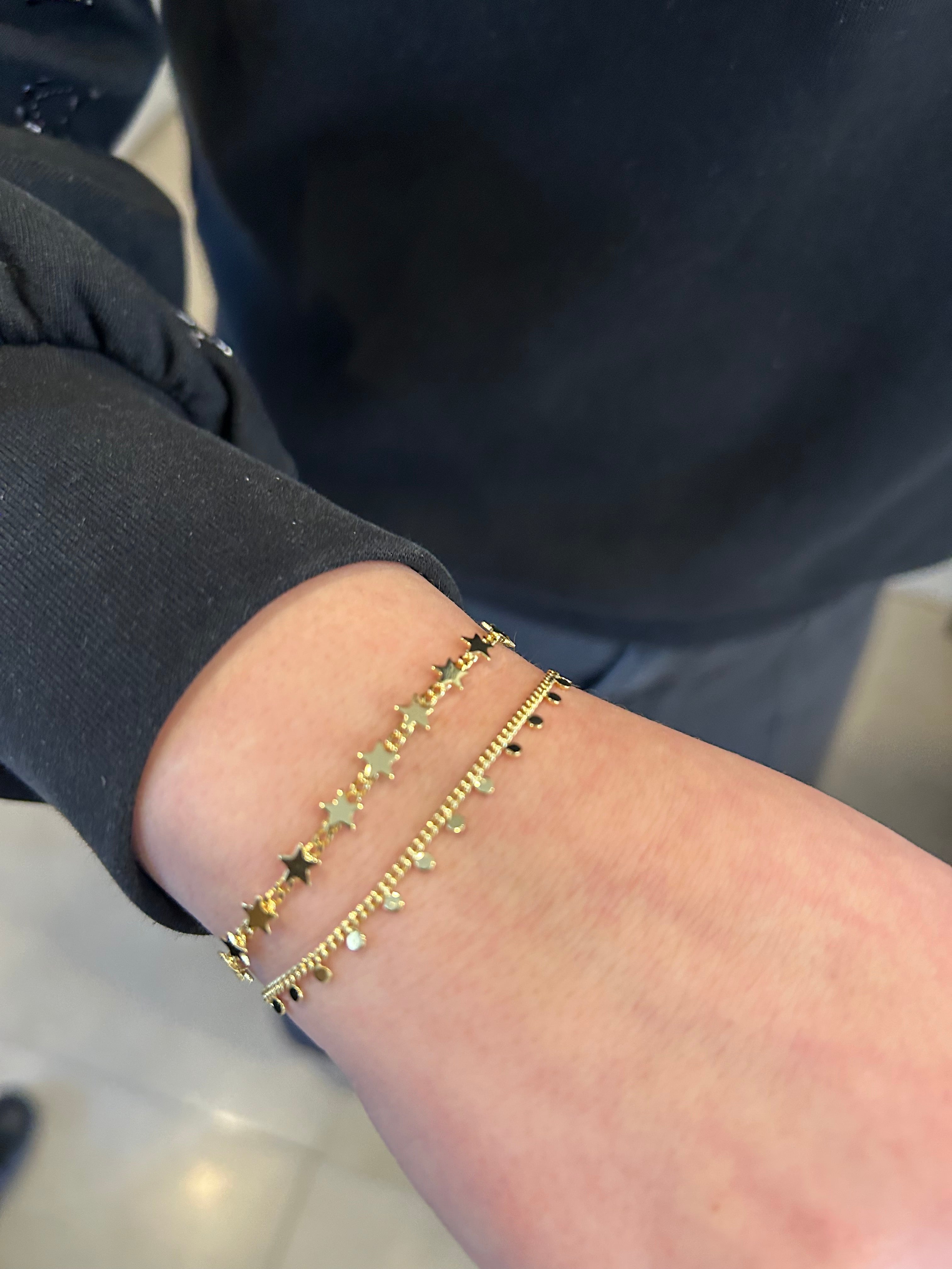 14K Gold Plated Link & Disc Dangles Bracelet