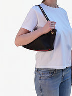 Blair Shoulder Bag, Black Embossed Leather