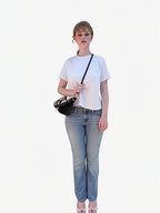 Blair Shoulder Bag, Cow Print-Black