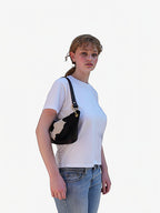 Blair Shoulder Bag, Cow Print-Black