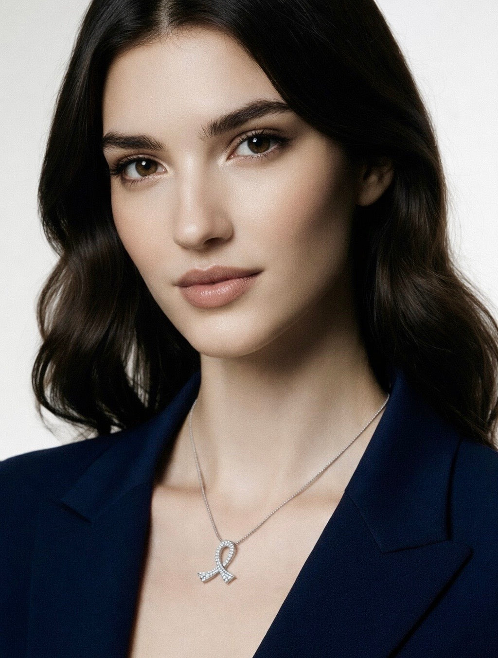 PT204W B.Tiff Pavé Scarf Pendant Necklace