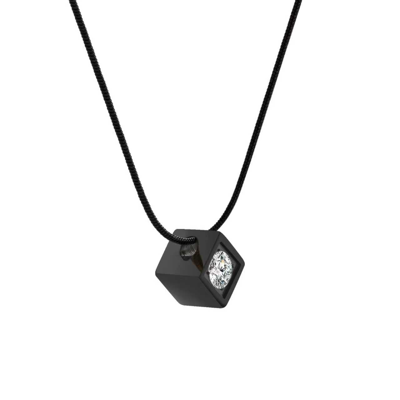 PT301B B.Tiff Black Cubi Pendant Necklace