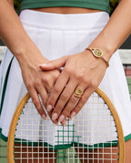 Tennis Racket 'You Are Serving' Hinge Cuff Bracelet