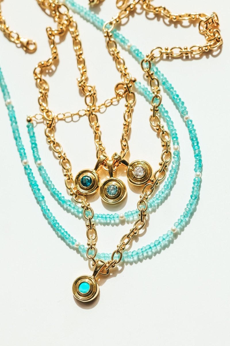 Apatite and Pearl Beaded Bracelet - Willow & Luna