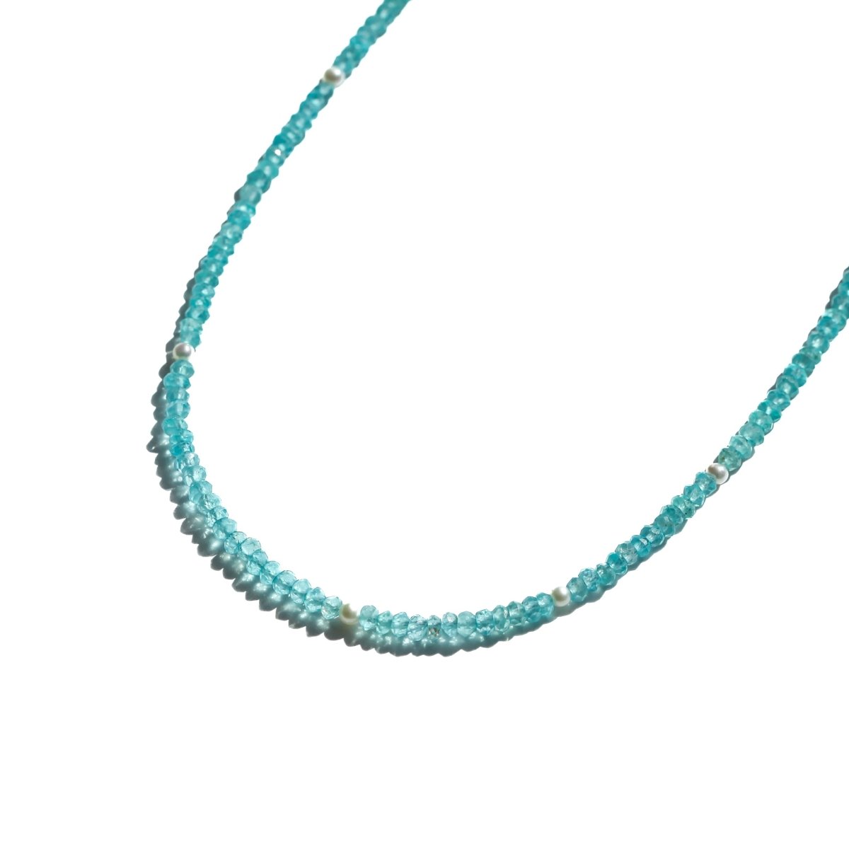 Apatite and Pearl Beaded Necklace - Moon Cycle - Willow & Luna