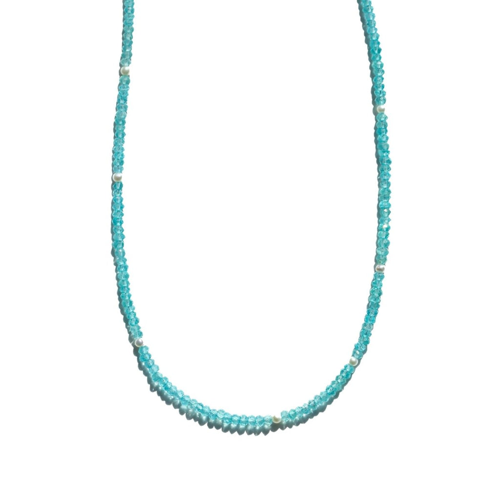 Apatite and Pearl Beaded Necklace - Moon Cycle - Willow & Luna