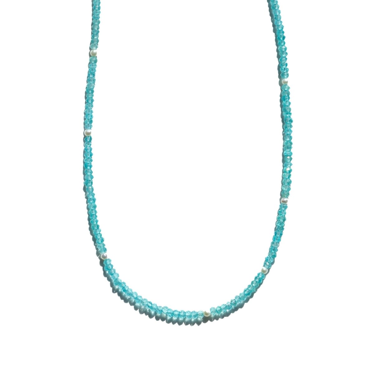 Apatite and Pearl Beaded Necklace - Moon Cycle - Willow & Luna