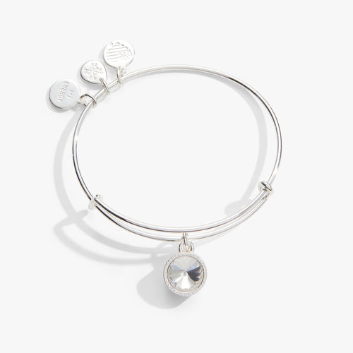 April Clear Crystal Birthstone Charm Bangle