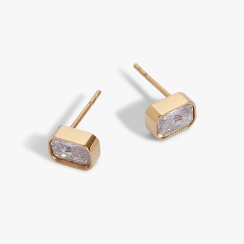 April Emerald - Cut Birthstone Stud Earrings - Willow & Luna