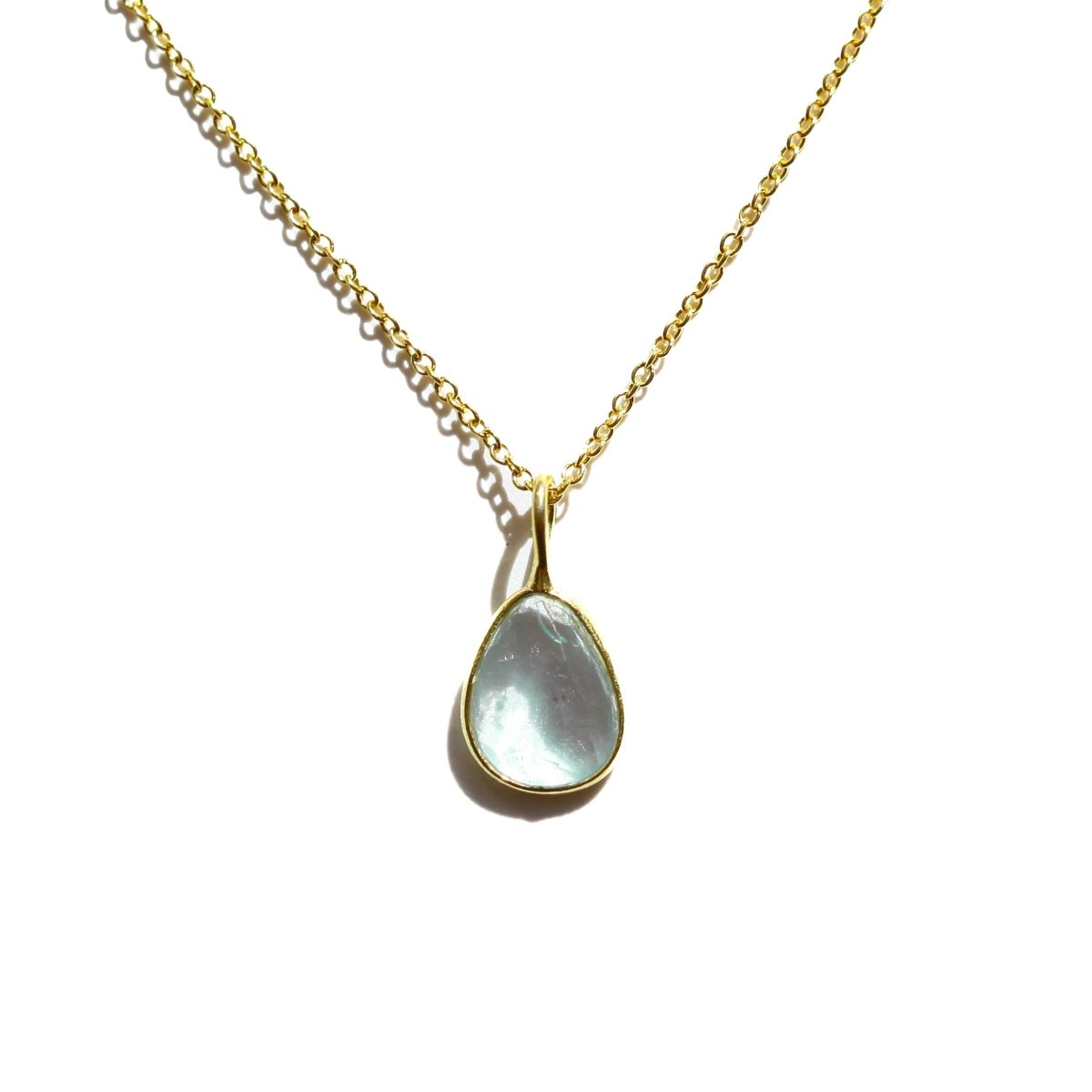 Aquamarine Rose Cut Necklace - Willow & Luna