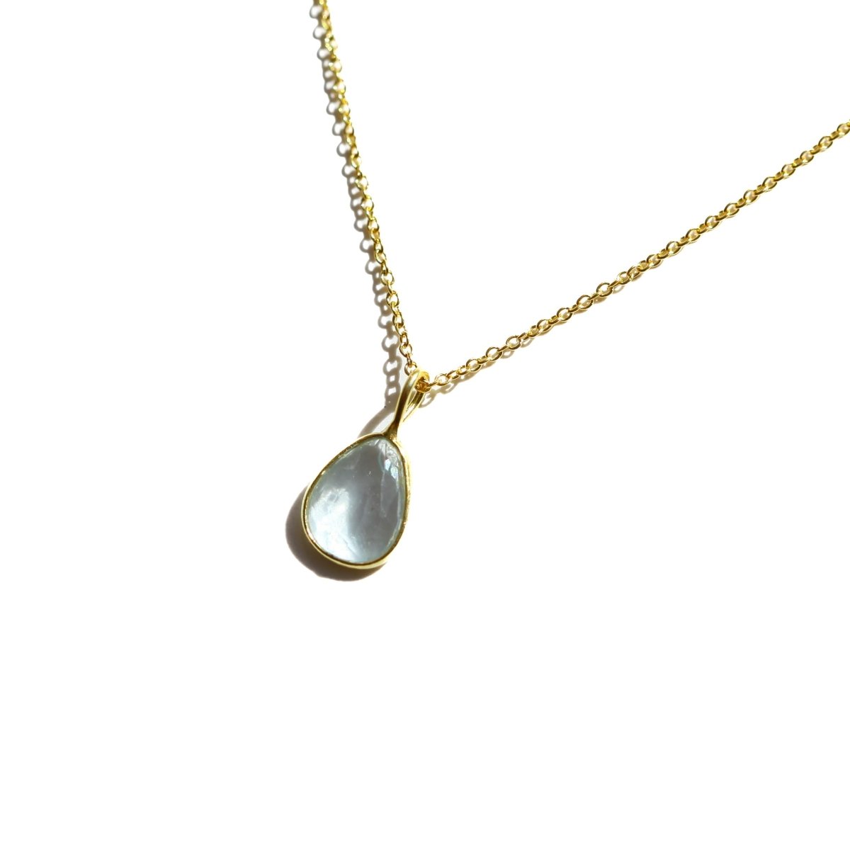 Aquamarine Rose Cut Necklace - Willow & Luna