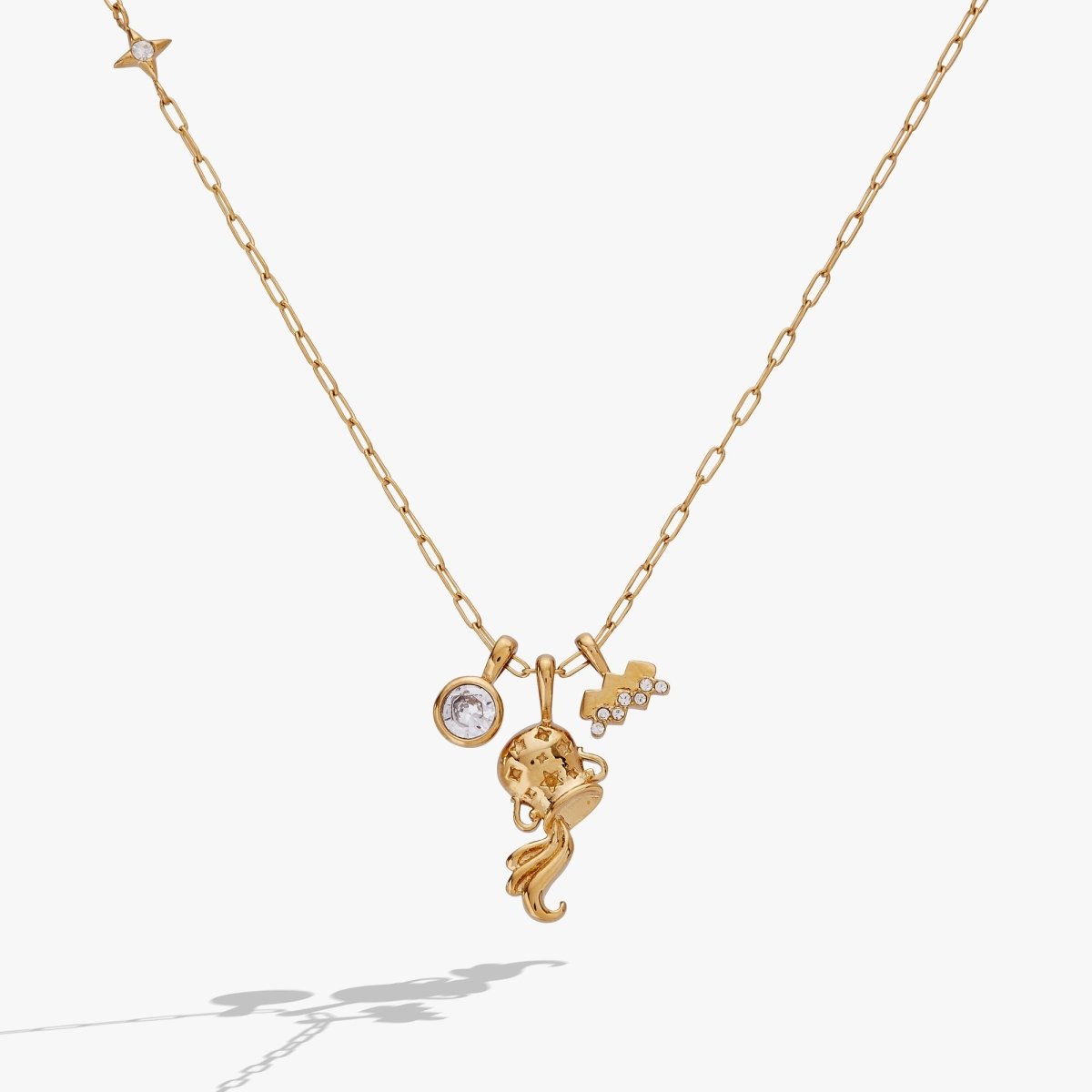 Aquarius Zodiac Charm Cluster Necklace - Willow & Luna