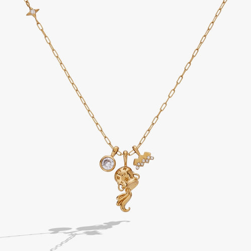 Aquarius Zodiac Charm Cluster Necklace - Willow & Luna