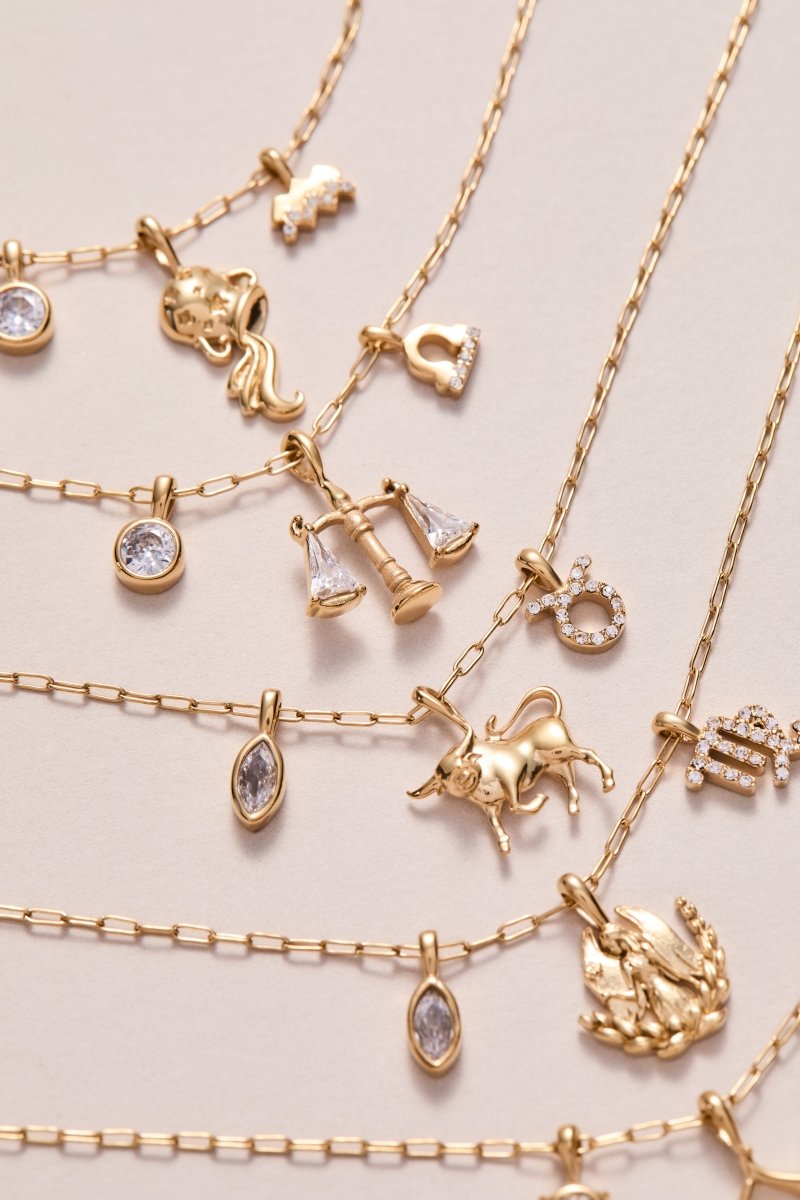 Aquarius Zodiac Charm Cluster Necklace - Willow & Luna