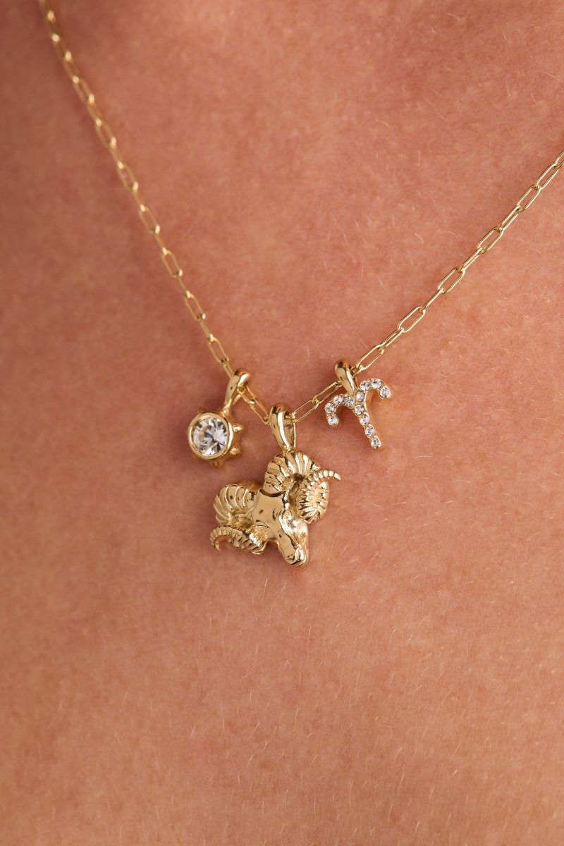 Aries Zodiac Charm Cluster Necklace - Willow & Luna