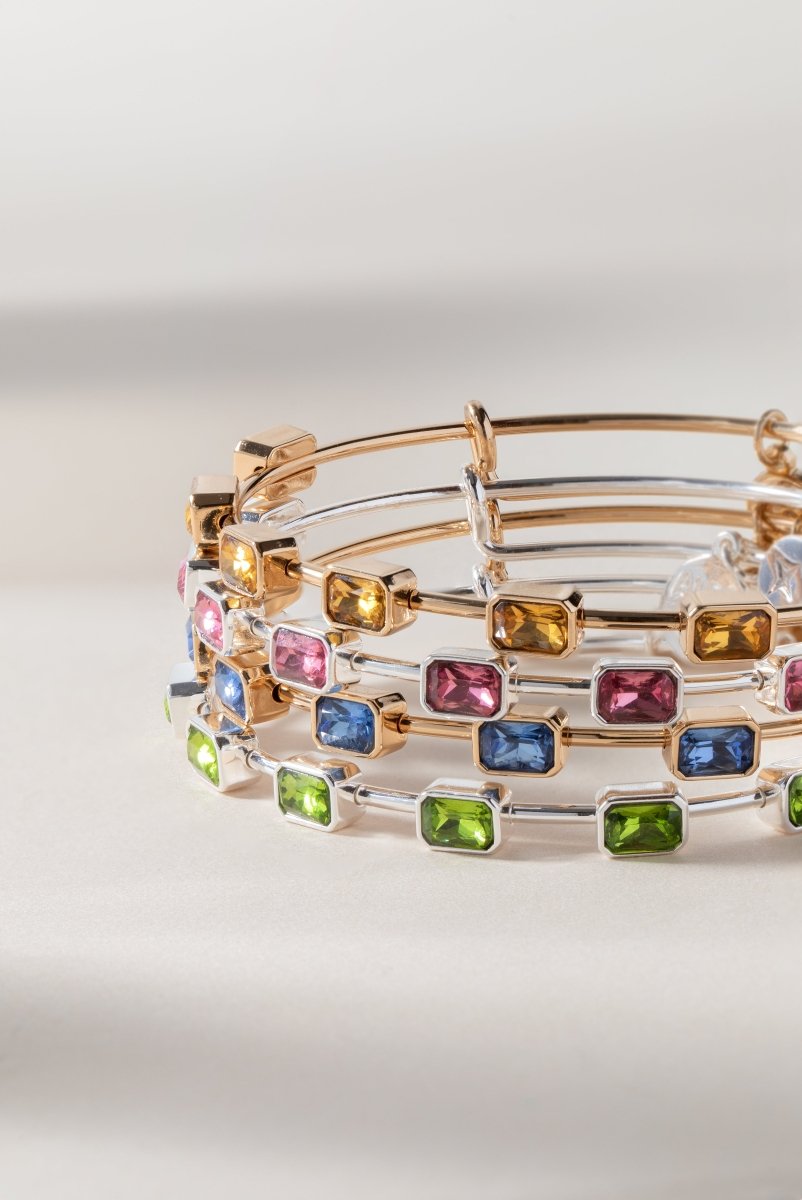 August Birthstone Emerald Cut Bangle - Willow & Luna