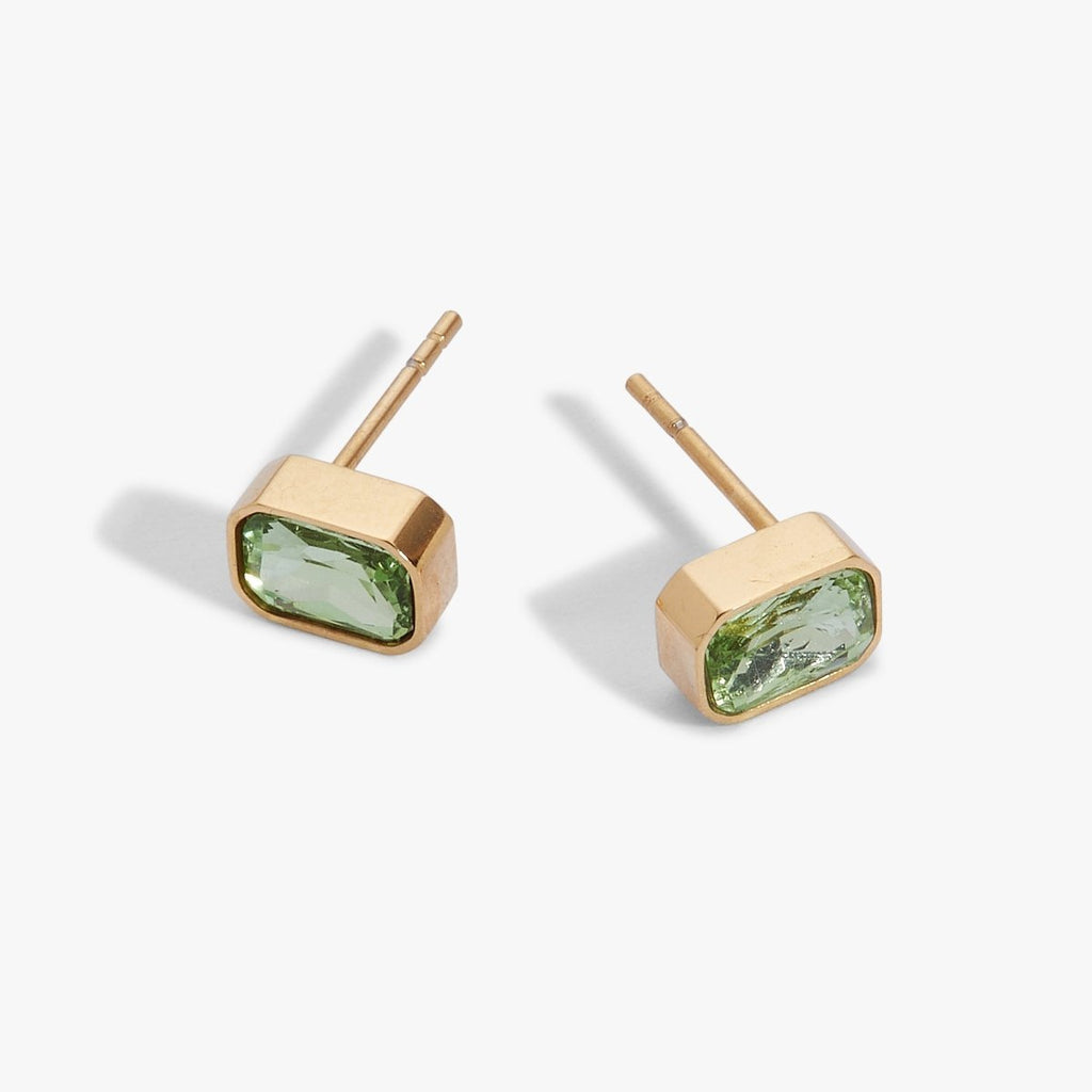 August Emerald - Cut Birthstone Stud Earrings - Willow & Luna