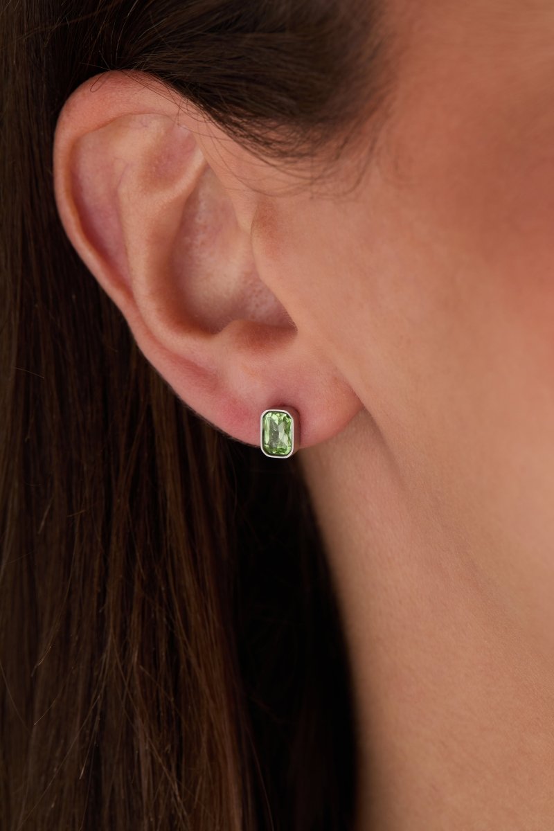 August Emerald - Cut Birthstone Stud Earrings - Willow & Luna