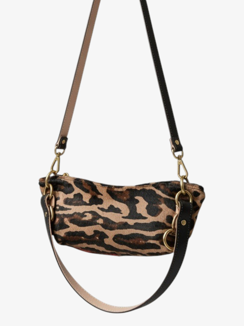 Baby Blair Shoulder Bag, Leopard Print Calf Hair-Black Leather