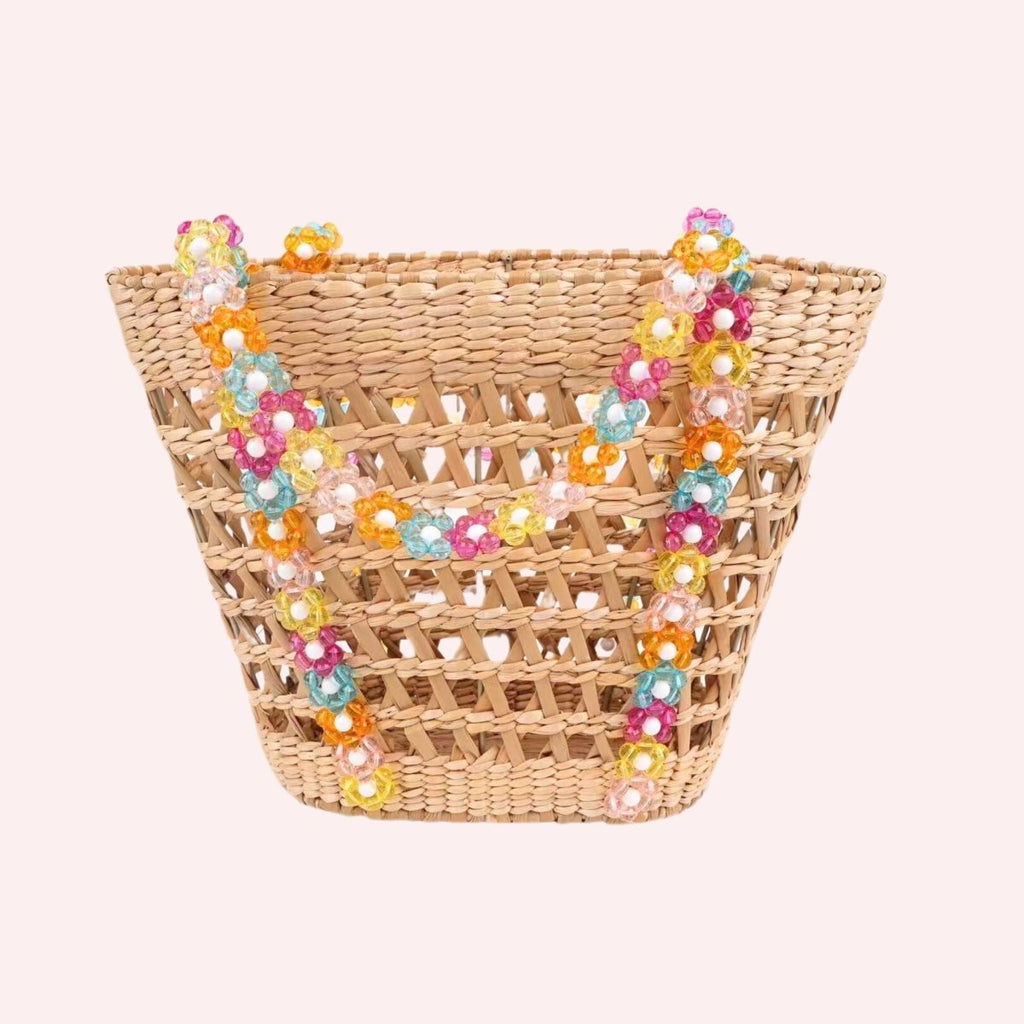 Beaded Beach Basket Tote - Willow & Luna