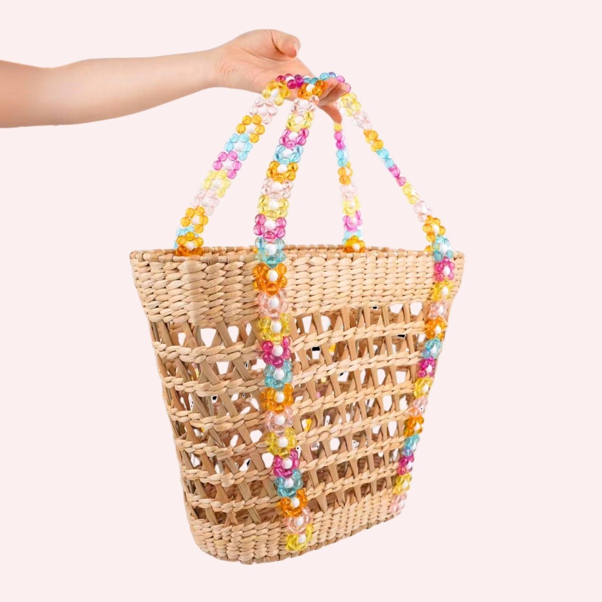 Beaded Beach Basket Tote - Willow & Luna