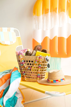 Beaded Beach Basket Tote - Willow & Luna