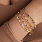 March Birthstone Aquamarine Curb Chain Bracelet