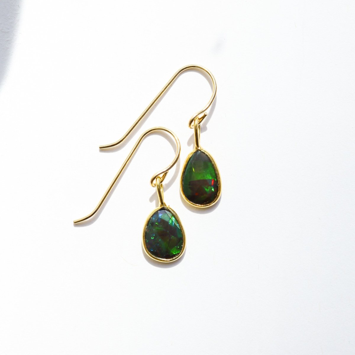 Black Fire Opal Rose Cut Earrings - Willow & Luna