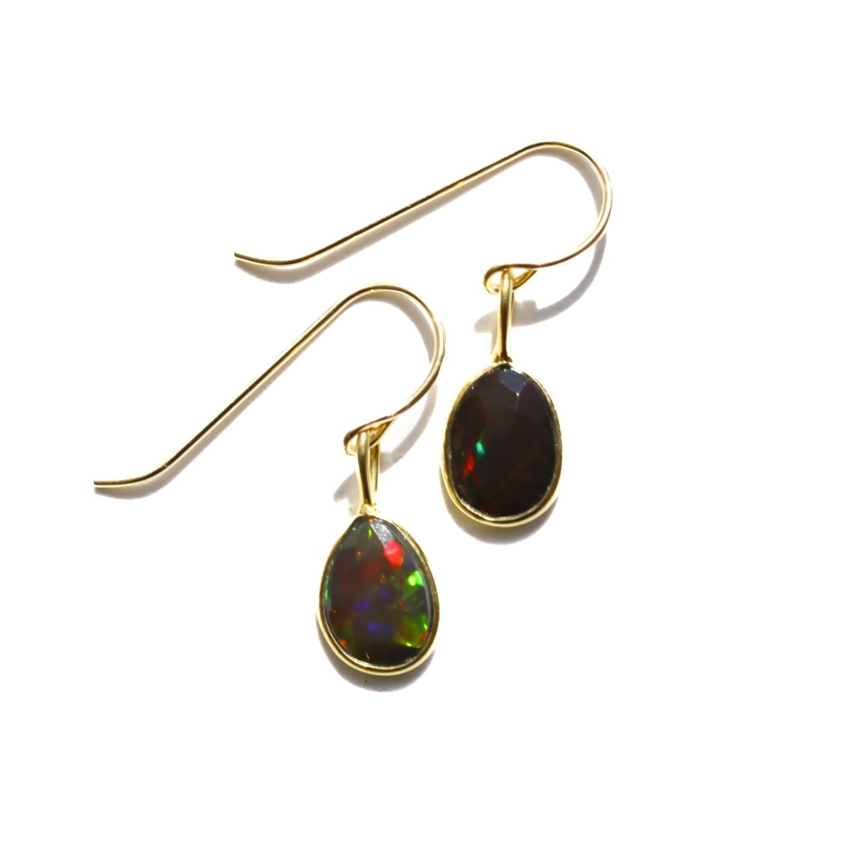Black Fire Opal Rose Cut Earrings - Willow & Luna