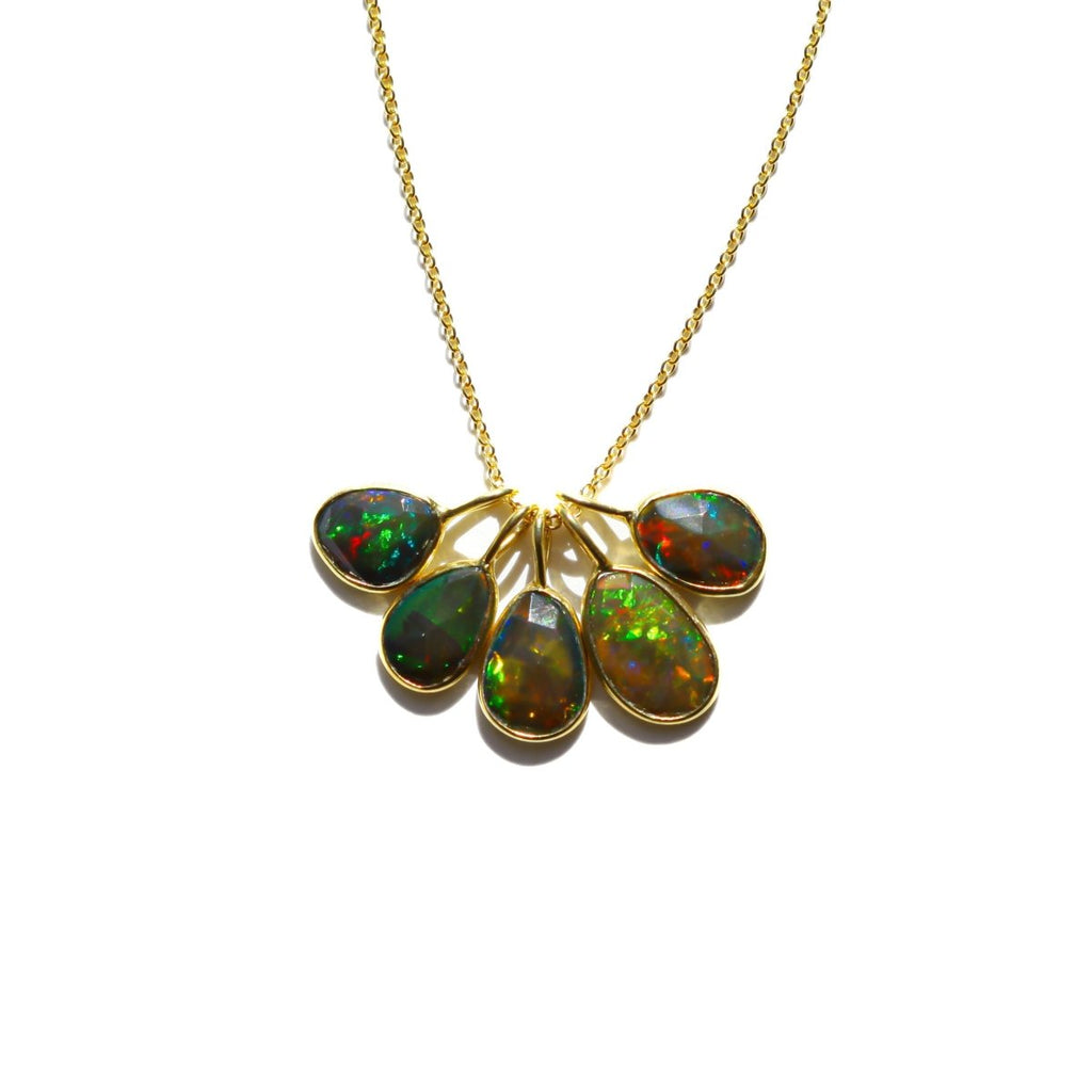 Black Fire Opal Rose Cut Necklace - Willow & Luna