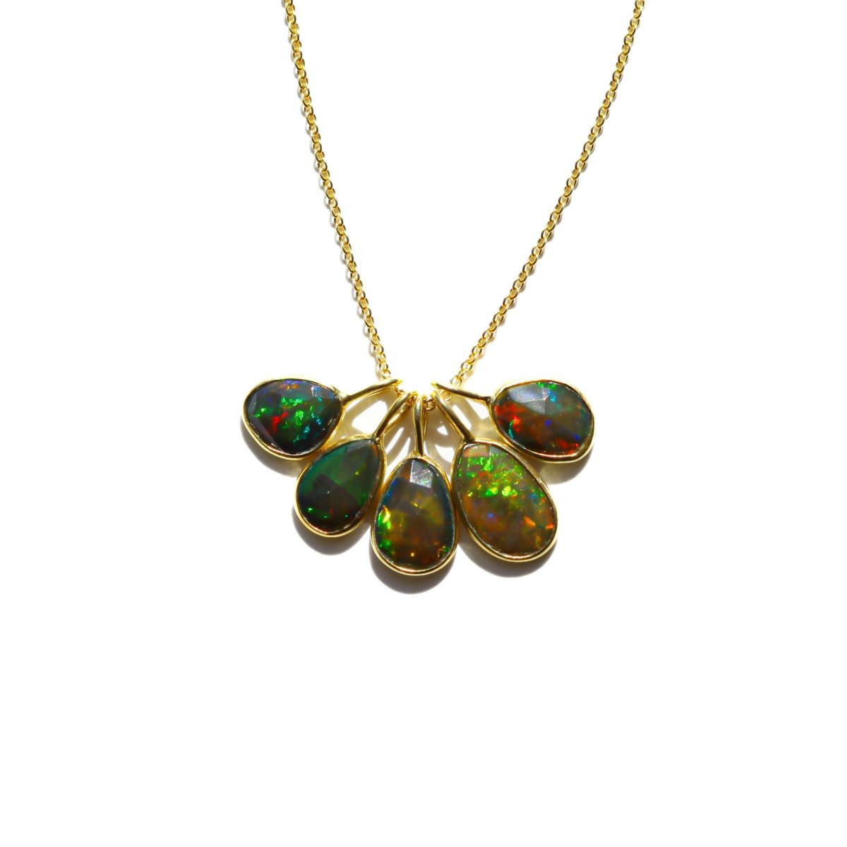 Black Fire Opal Rose Cut Necklace - Willow & Luna