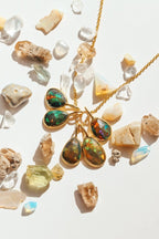 Black Fire Opal Rose Cut Necklace - Willow & Luna