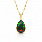 Black Fire Opal Rose Cut Necklace - Willow & Luna