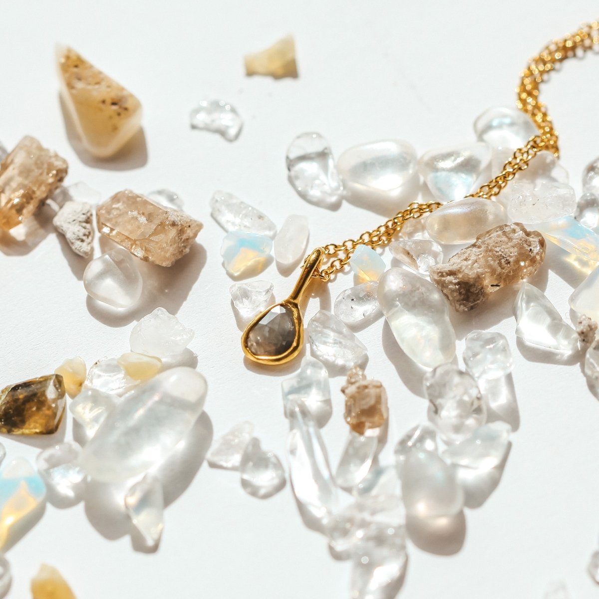 Black Rose Cut Diamond Necklace | 14k Gold Filled Chain | Vermeil Setting - Willow & Luna