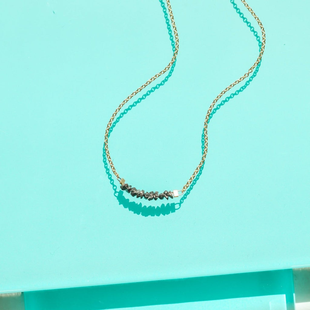 Black Rough Diamond Bar Necklace - Willow & Luna