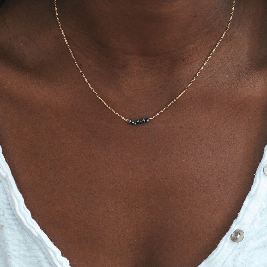 Black Rough Diamond Bar Necklace - Willow & Luna