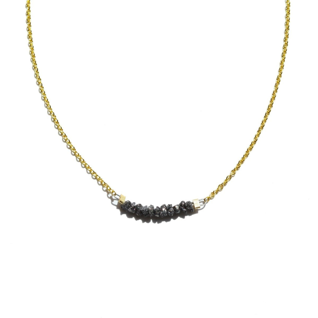 Black Rough Diamond Bar Necklace - Willow & Luna