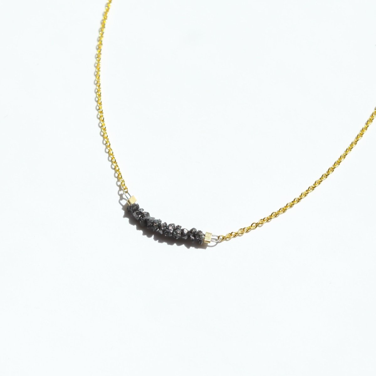 Black Rough Diamond Bar Necklace - Willow & Luna