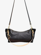 Blair Shoulder Bag, Black Embossed Leather