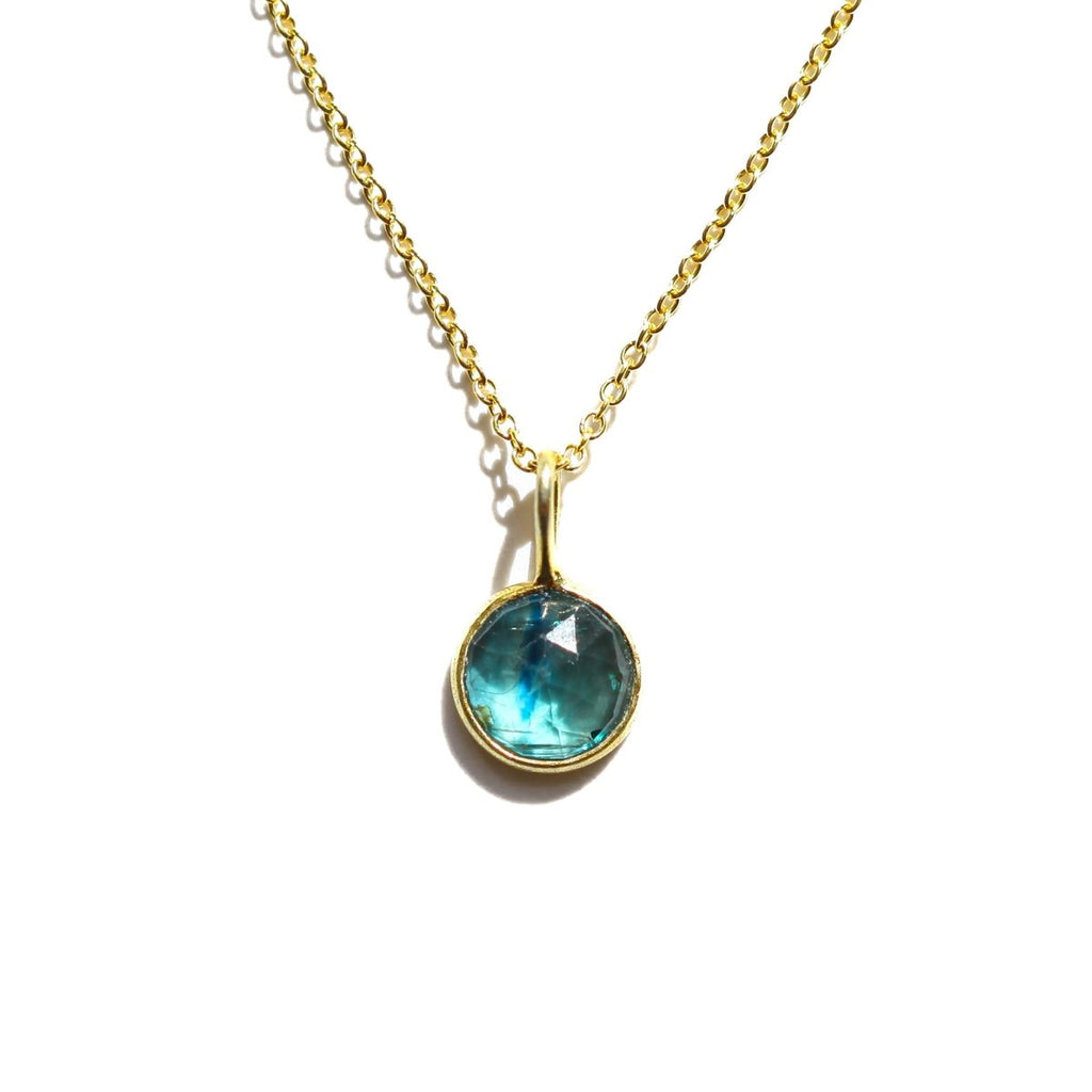 Blue Kyanite Rose Cut Drop Necklace - Willow & Luna