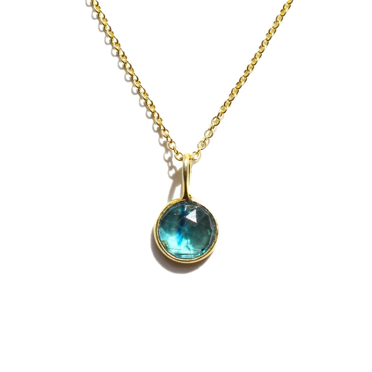 Blue Kyanite Rose Cut Drop Necklace - Willow & Luna