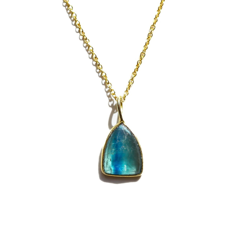 Blue Kyanite Shield Rose Cut Necklace - Willow & Luna