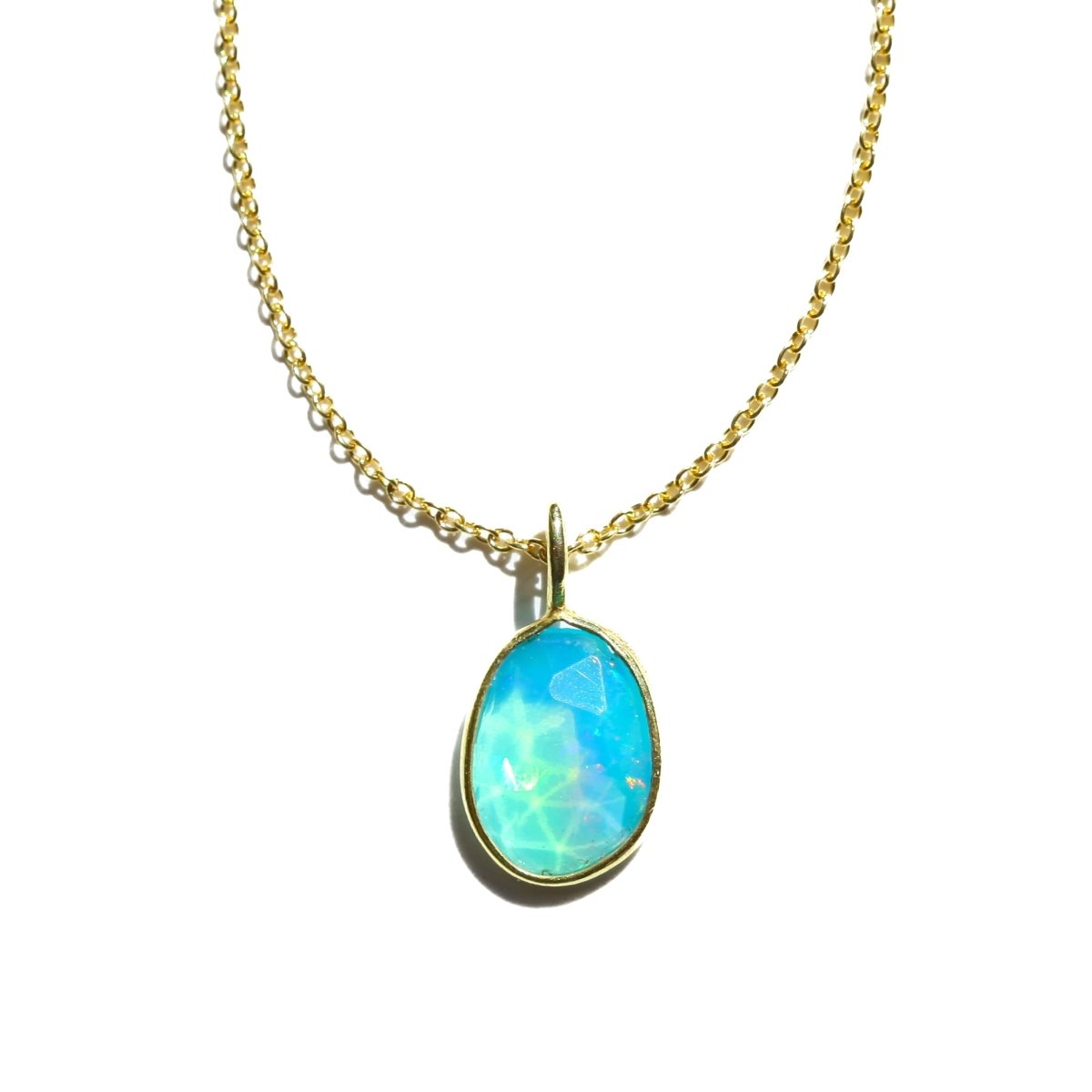 Blue Opal Rose Cut Necklace - Willow & Luna