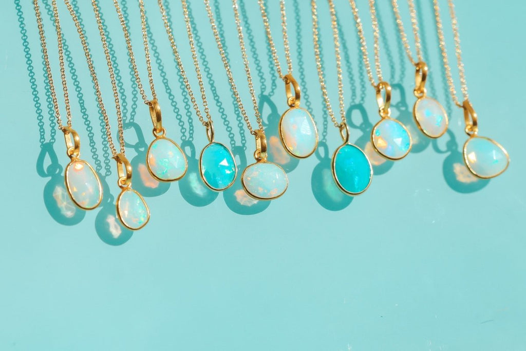 Blue Opal Rose Cut Necklace - Willow & Luna