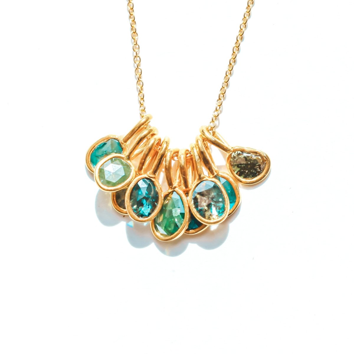 Blue Rose Cut Diamond Necklace | 14k Gold Filled Chain | Vermeil Setting - Willow & Luna