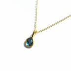 Blue Rose Cut Diamond Necklace | 14k Gold Filled Chain | Vermeil Setting - Willow & Luna