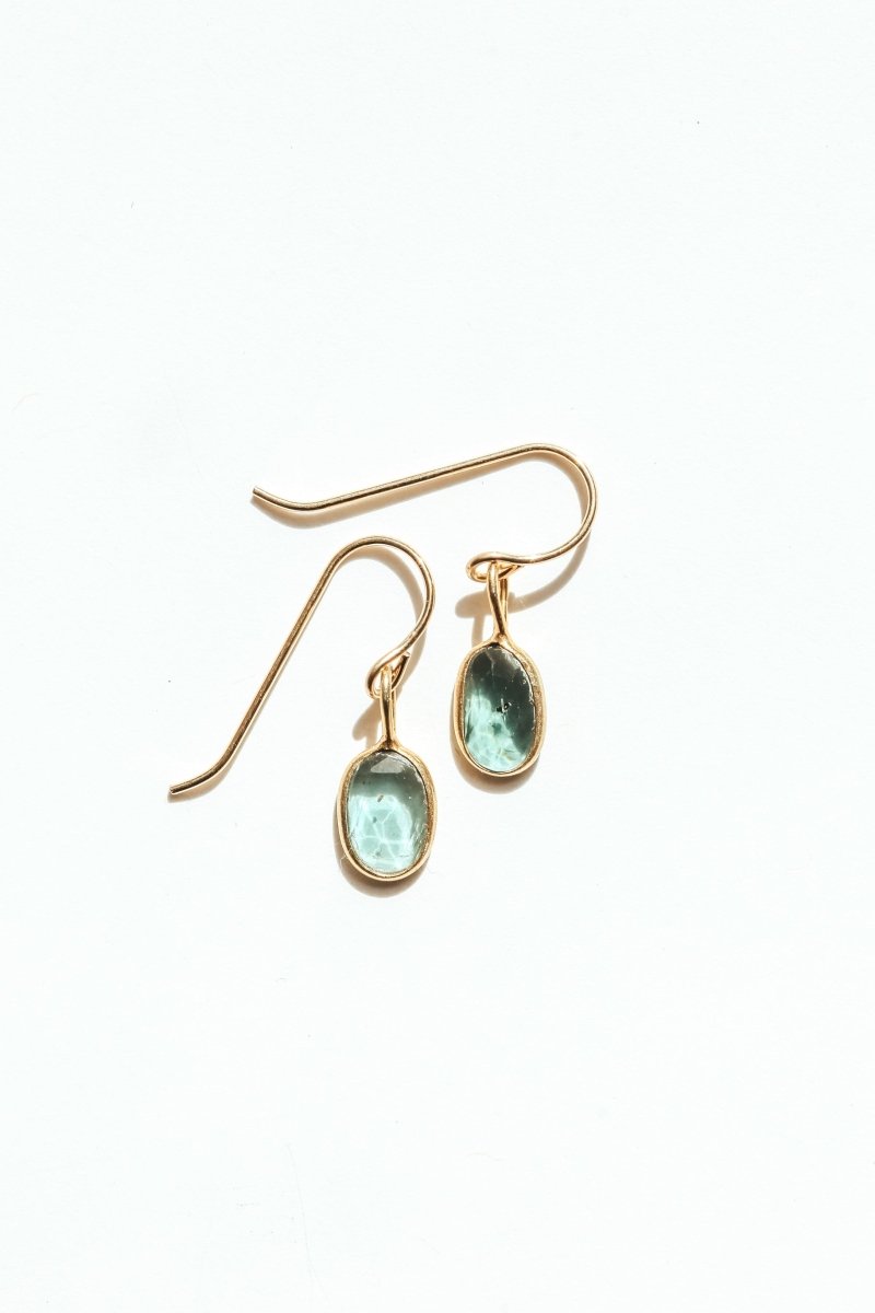 Blue Tourmaline Rose Cut Earrings - Willow & Luna