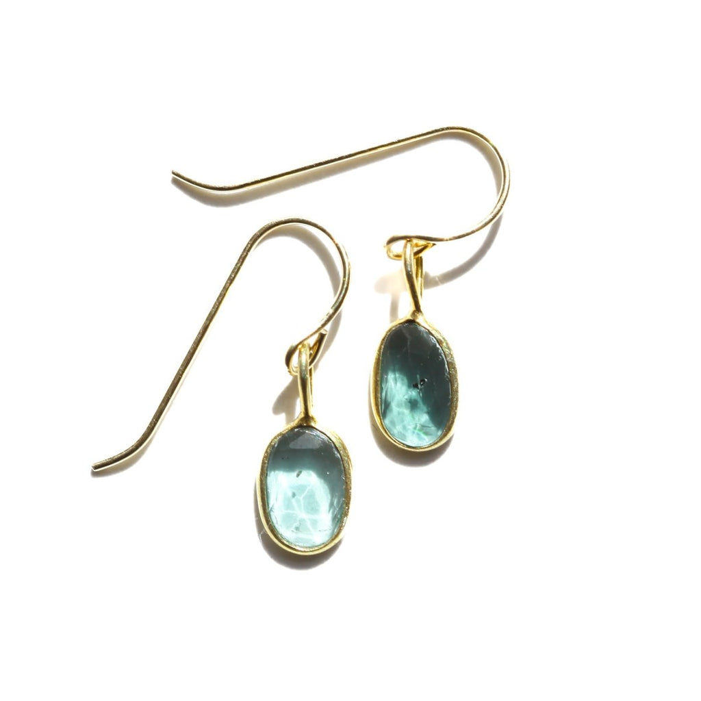 Blue Tourmaline Rose Cut Earrings - Willow & Luna